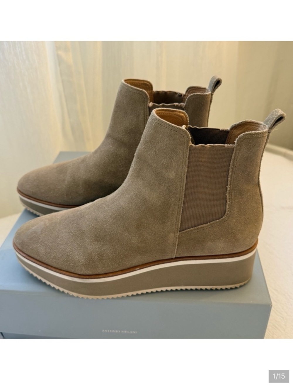 ANTONIO MELANI Brexton Tan Suede Platform ankle Boots size 7.5